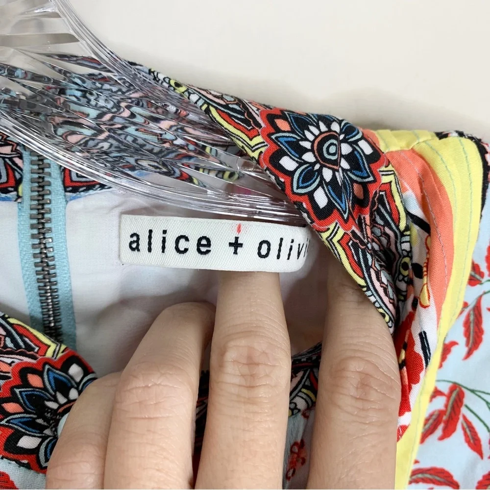 Alice + Olivia Raya Mandarin Collar Mini Dress (Sz 4) Paloma Floral Print - Picture 13 of 16